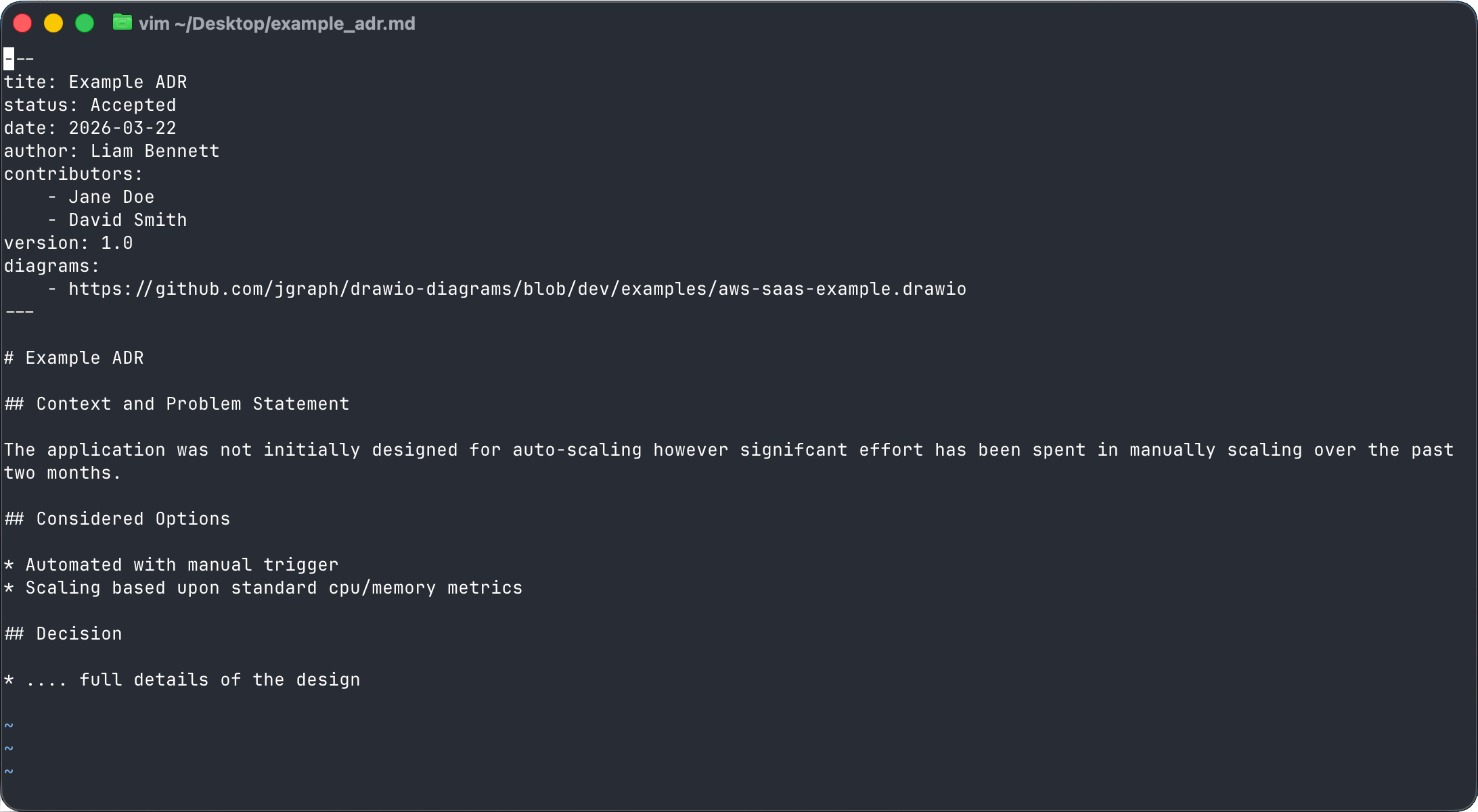 ADR Example with front matter